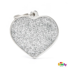 Chapa de identificação Big Heart Glitter Grey